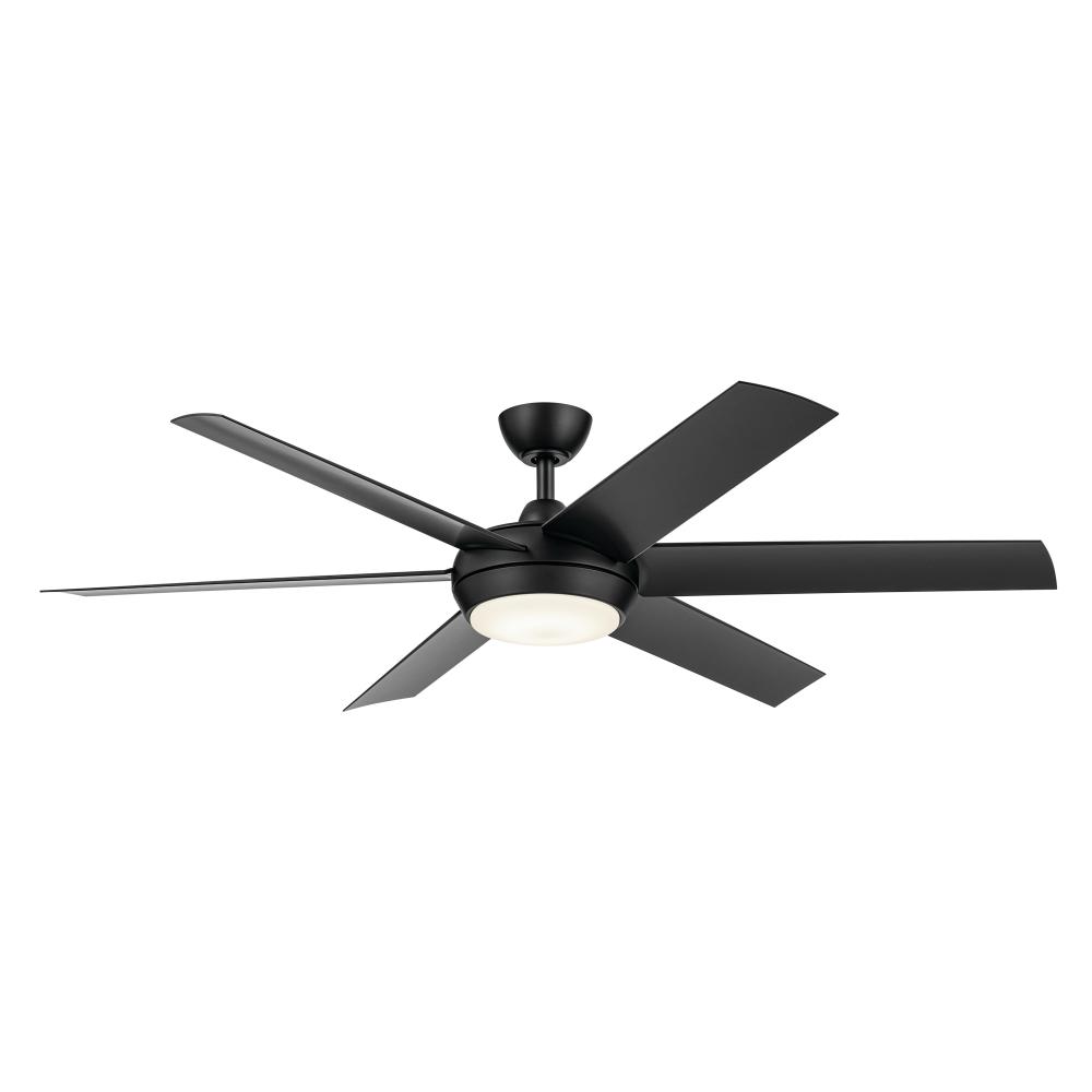 60 Inch Mint Ceiling Fan with Glass Diffuser in Satin Black with Satin Black Blades