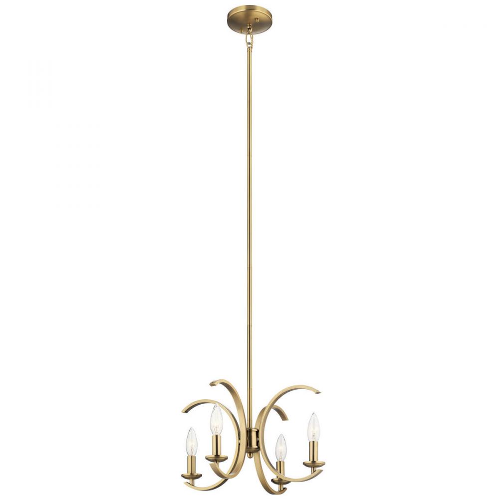 Cassadee 16" 4 Light Convertible Pendant/Semi Flush Brushed in Natural Brass