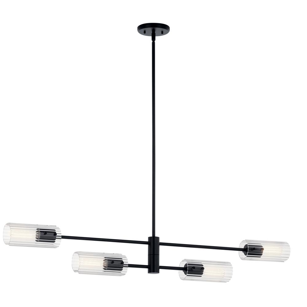 Velestino 47.50" 4-Light Linear Chandelier in Black