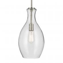  42047NICS - Everly 17.75" 1-Light Bell Pendant with Clear Seeded Glass in Brushed Nickel