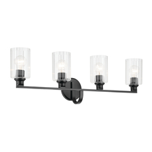  55227BKFLU - Gioe 32.25" 4-Light Vanity Light with Clear Fluted Glass in Black