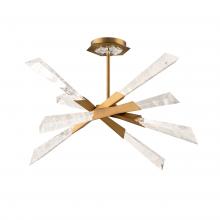  BFM31428-AB - Solitude 28in 120/277V Semi-Flush in Aged Brass with Optic Haze Quartz