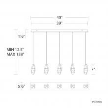  BPD20205LO-BK - Martini 5 Light 120-277V Multi-Light Pendant (Linear Canopy) in Black with Clear Optic Crystal