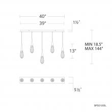  BPD21205L-AB - Hibiscus 5 Light 120-277V Multi-Light Pendant (Linear Canopy) in Aged Brass with Clear Optic Cryst