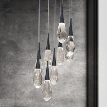  BPD21209-PN - Hibiscus 9 Light LED 3000K/3500K/4000K 120V-277V Multi-Light Pendant in Polished Nickel with Clear