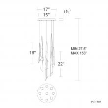  BPD31409-AN - Solitude 9 Light 120-277V Multi-Light Pendant (Round Canopy) in Antique Nickel with Optic Haze Qua