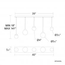  BPD40205L-AB - Quest 5 Light 120-277V Multi-Light Pendant (Linear Canopy) in Aged Brass with Optic Haze Quartz