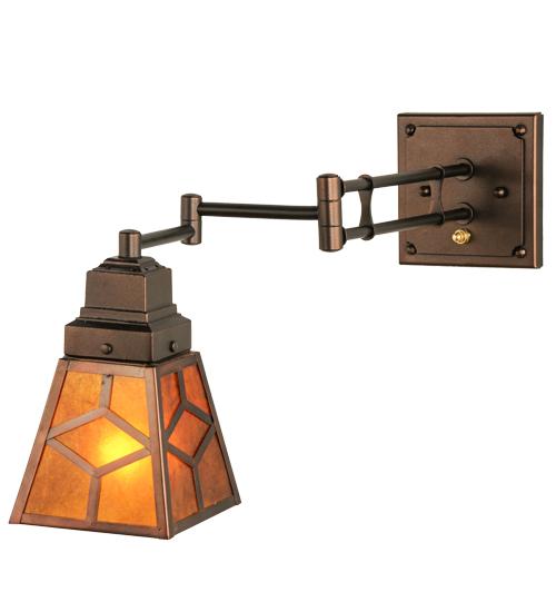 5-14" Wide Diamond Craftsman Swing Arm Wall Sconce