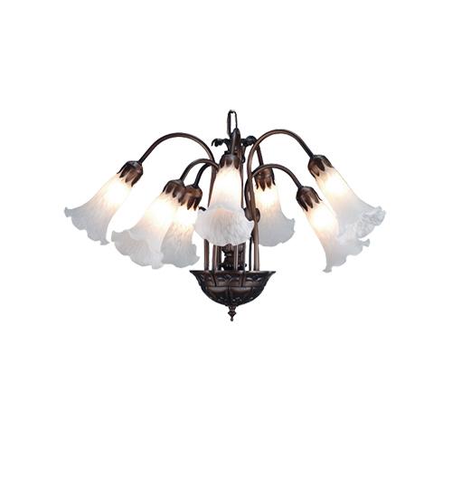 20"W White Pond Lily 7 LT Chandelier