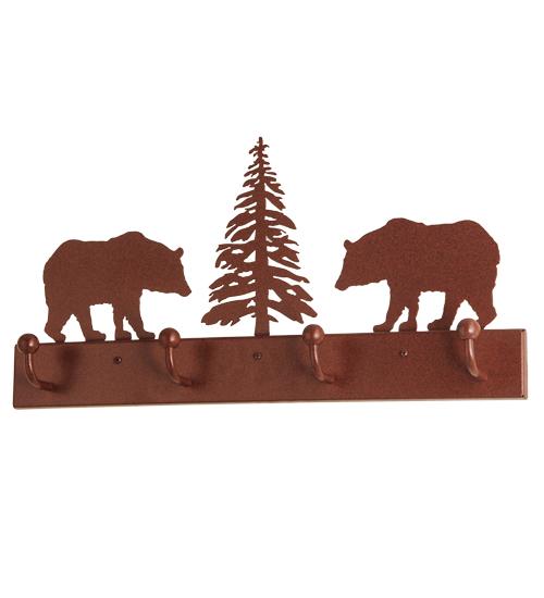 24"L Bear on the Loose 4 Hooks Coat Rack