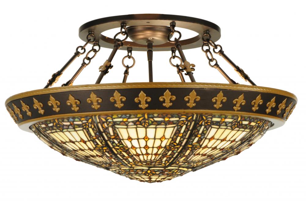 28"W Fleur-de-lis Semi-Flushmount