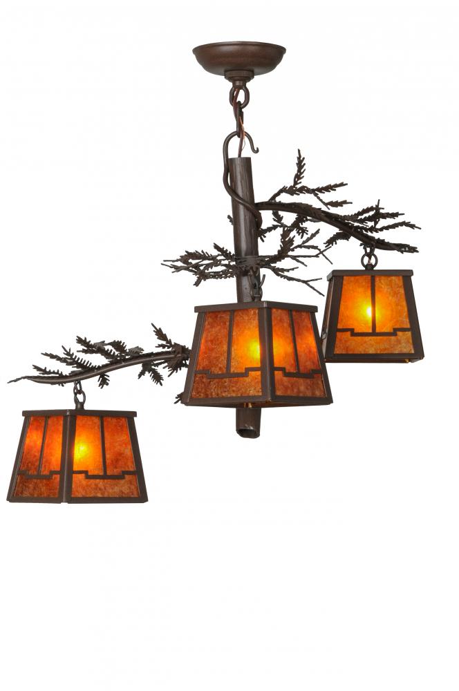 28"W Pine Branch Valley View 3 LT Chandelier