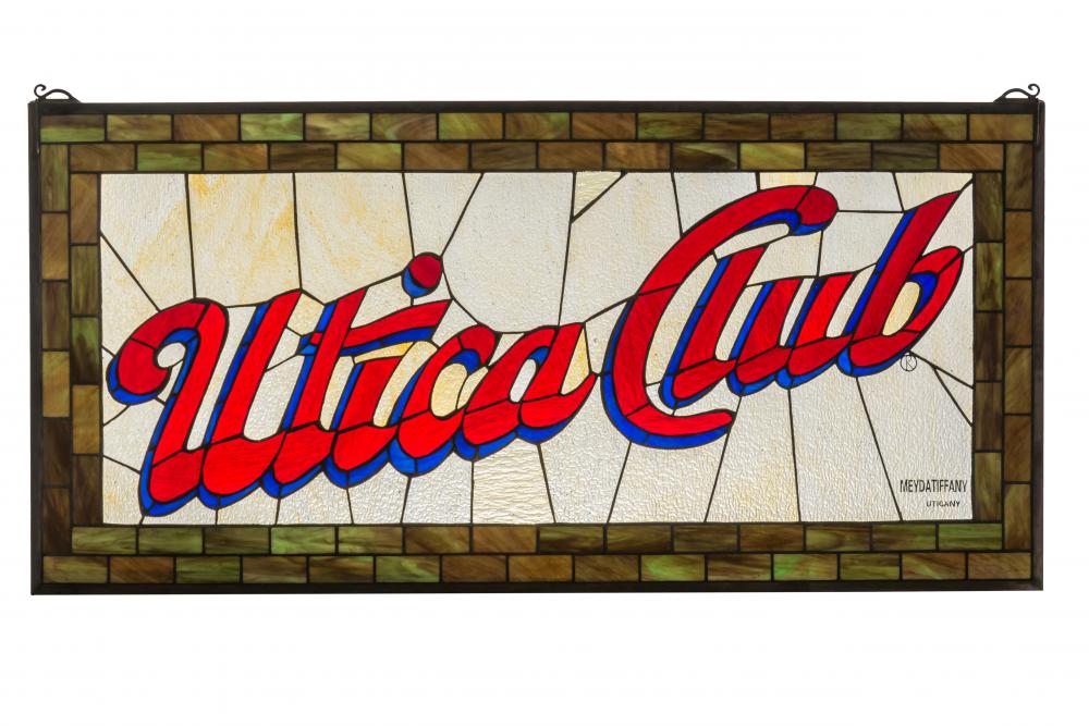 35"W X 17"H Utica Club Stained Glass Window