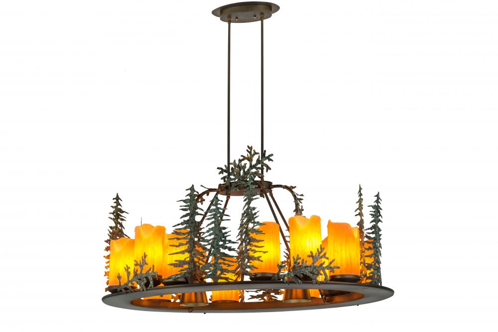 42" Long Tall Pines 12 Light Oblong Chandelier