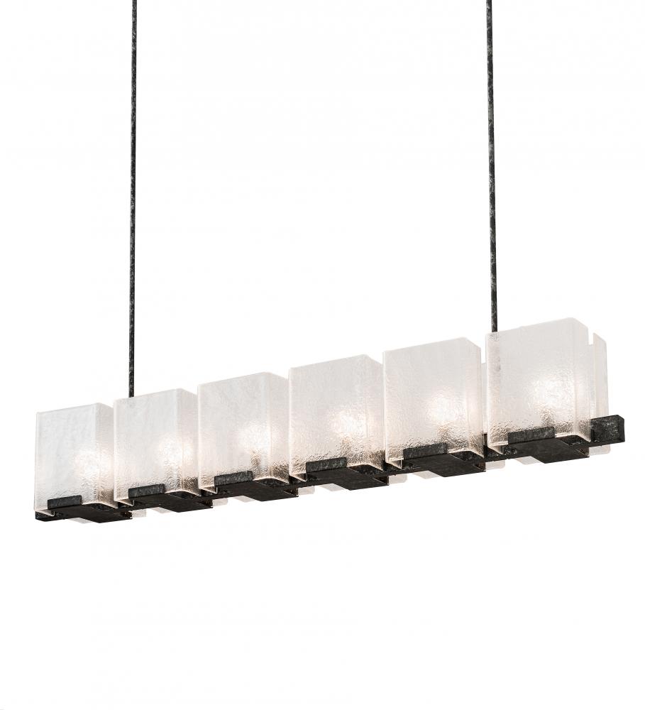 60" Long Ice Cube 6 Light Oblong Chandelier