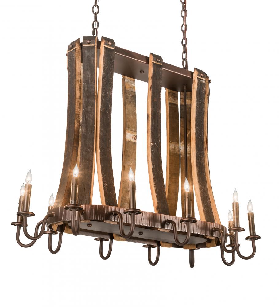 40"L Barrel Stave Madera 12 LT Oblong Chandelier