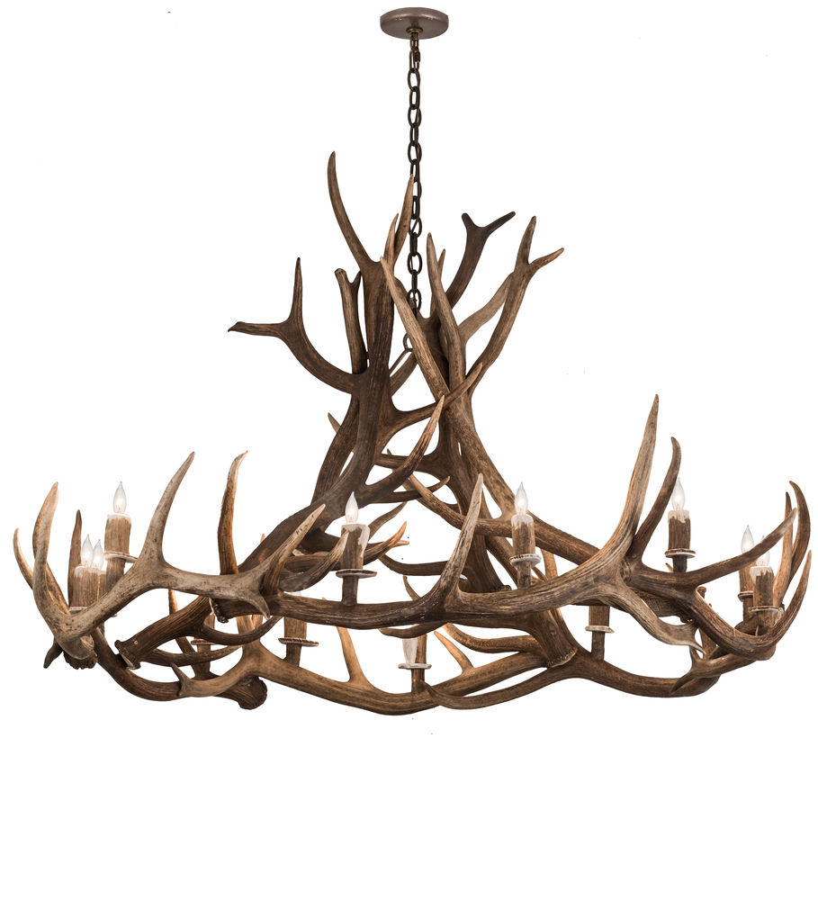 56" Wide Antlers Elk 12 LT Chandelier