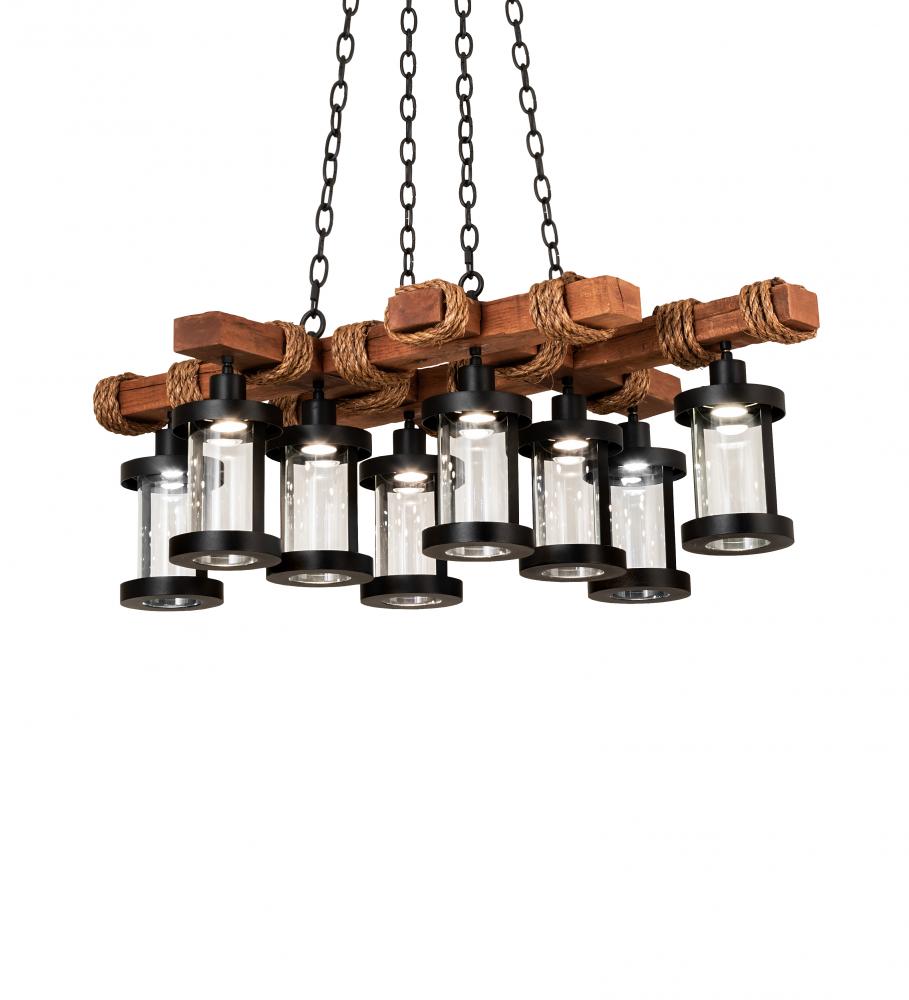 42" Long Wood Beam 8 Light Chandelier