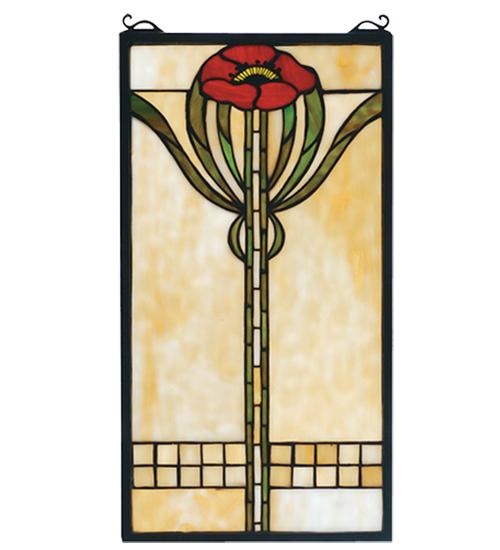 11"W X 20"H Parker Poppy Stained Glass Window