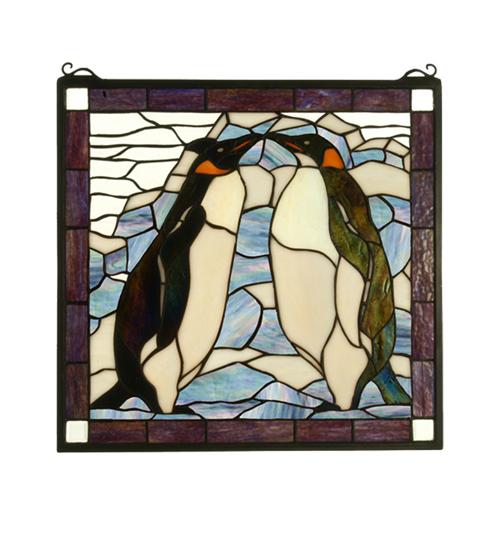 19"W X 19.5"H Penguin Stained Glass Window