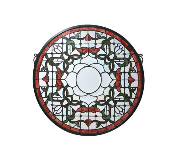 20"W X 20"H Tulip Bevel Medallion Stained Glass Window