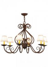  149663 - 36"W Jenna 6 LT W/Fabric Shades Chandelier