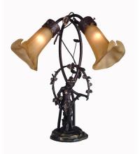 Meyda Green 16362 - 17" Wide Amber Tiffany Pond Lily 2 Light Trellis Girl Accent Lamp