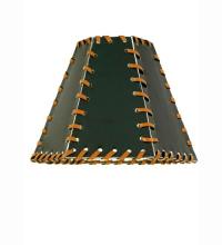 Meyda Green 24176 - 7"W X 5"H Faux Leather Green Hexagon Shade