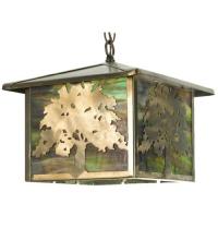 Meyda Green 29274 - 12"Sq Oak Tree Lantern Pendant