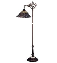 Meyda Green 65840 - 61"H Tiffany Peacock Feather Bridge Arm Floor Lamp