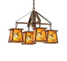 Meyda Green 67987 - 28" Wide Whispering Pines 4 Light Chandelier