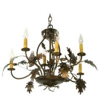 Meyda Green 81244 - 28"W Oak Leaf & Acorn 6 LT Chandelier