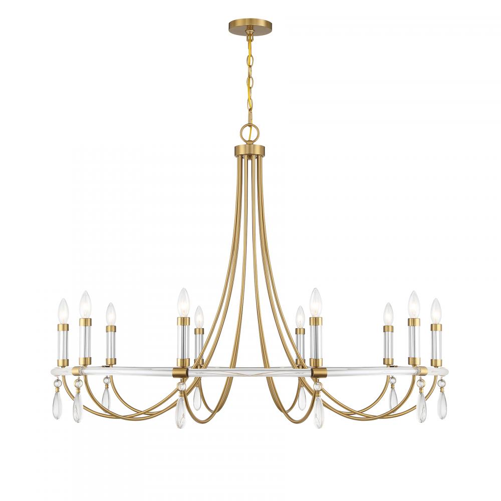 Mayfair 10-Light Chandelier in Warm Brass and Chrome