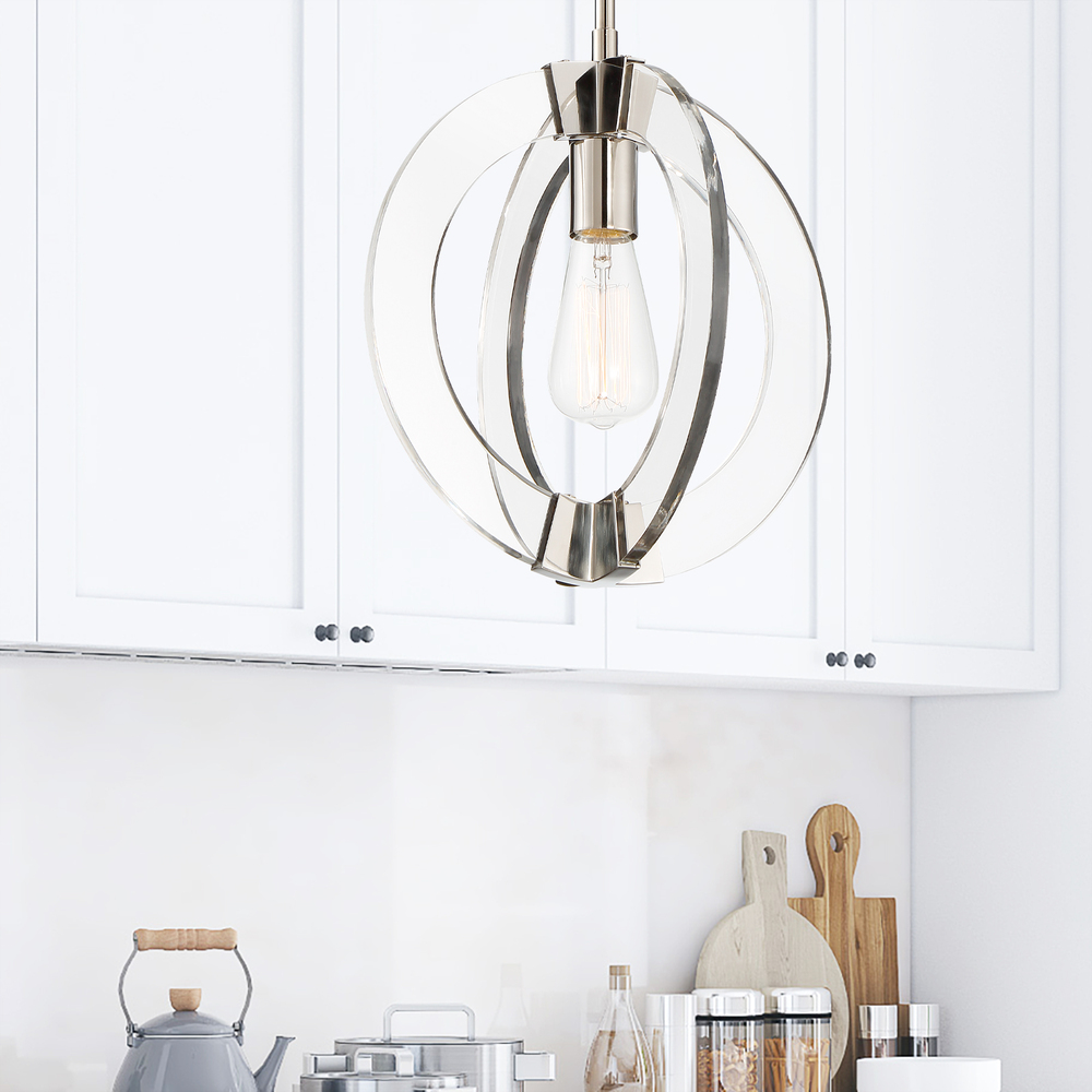 Epsilon 1-Light Pendant in Polished Nickel