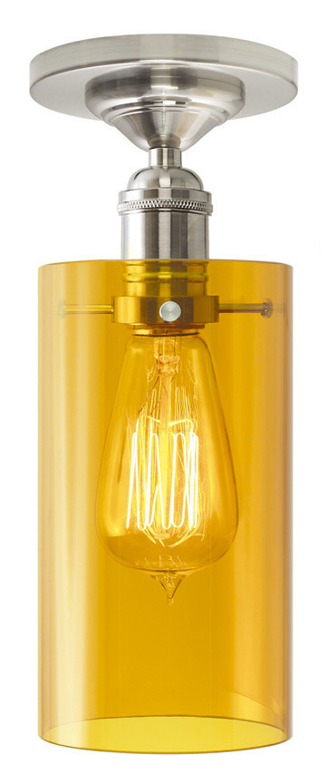 Ceiling Retro Cylinder Amber Polished Nickel E26 Retro Bulb 60W