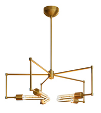 Stone Lighting CH555BBRT6B - Chandelier Boomer Brushed Brass 5-Light 120V 60w Retro Edison E26