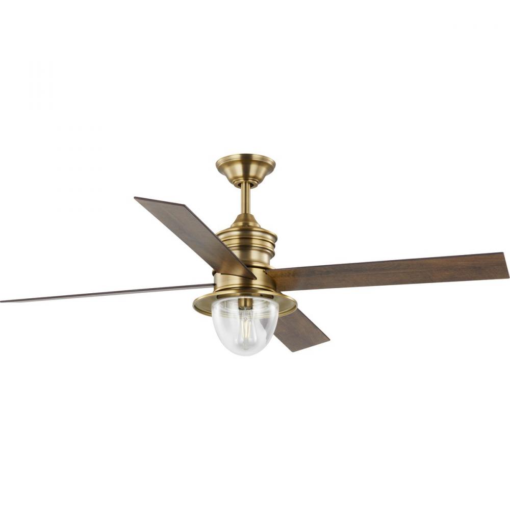 Gillen 56" 4-Blade LED Indoor/Outdoor Vintage Brass Vintage Electric Ceiling Fan with Light Kit