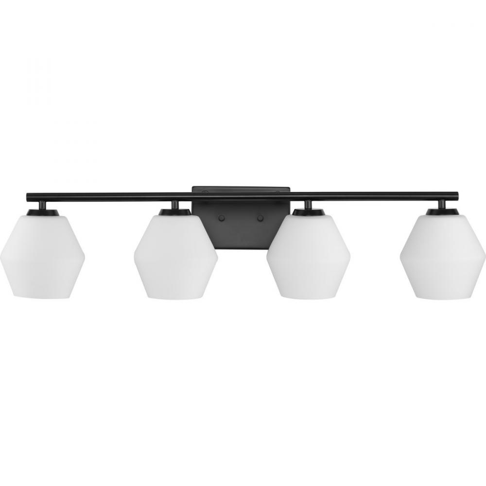 Copeland Collection Four-Light Matte Black Mid-Century Modern Vanity Light