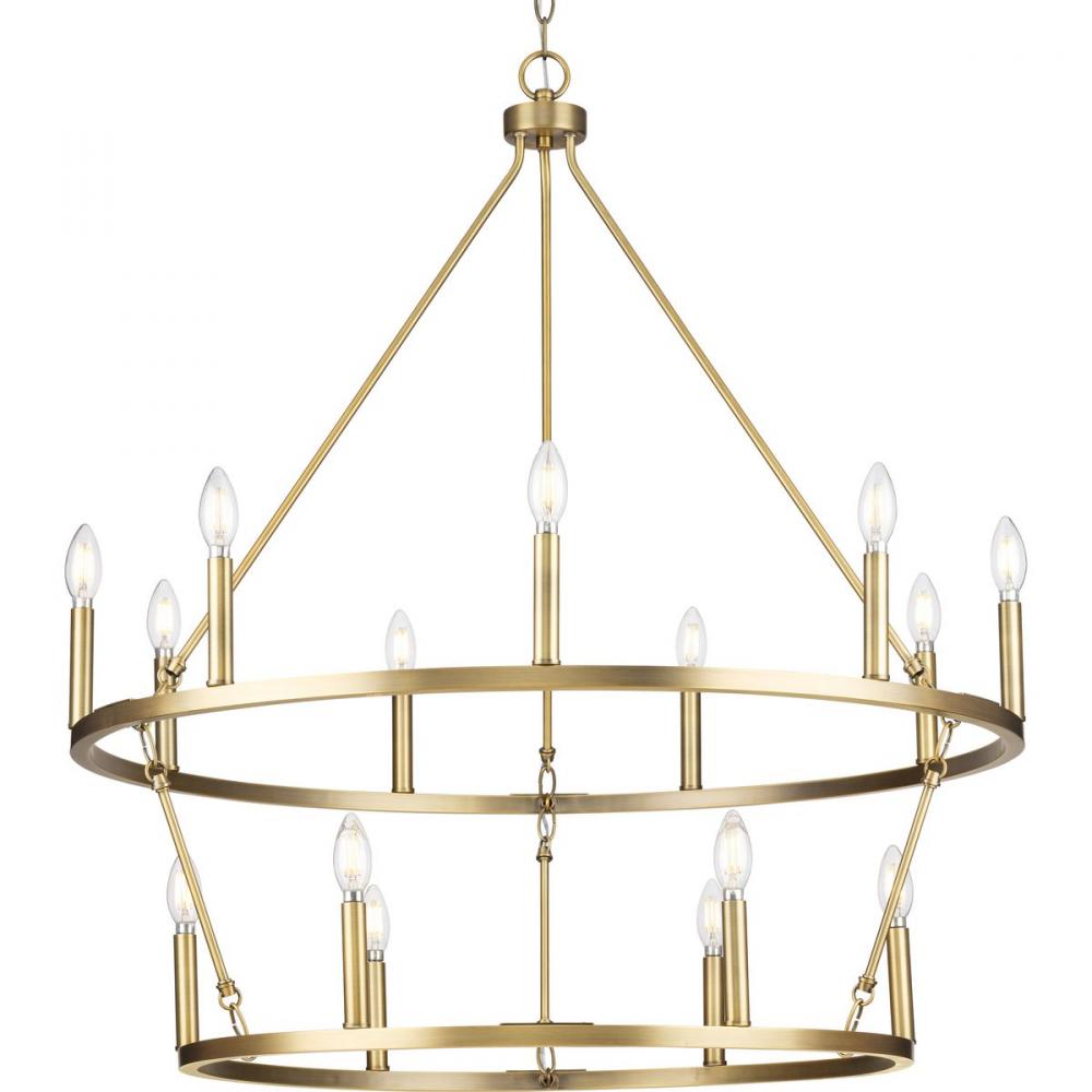 Gilliam Collection Fifteen-Light Vintage Brass New Traditional Chandelier