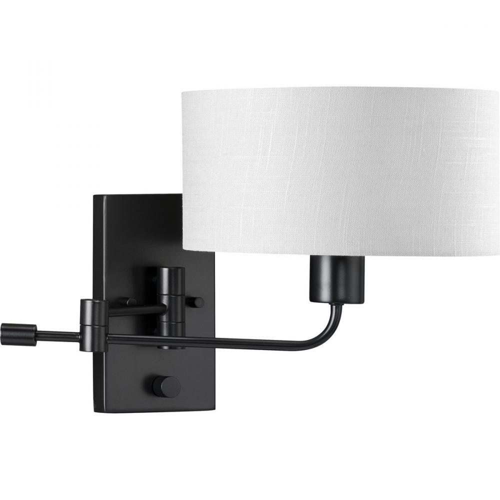 Carrick Collection  One-Light Matte Black Summer Linen Shade Transitional Wall Light