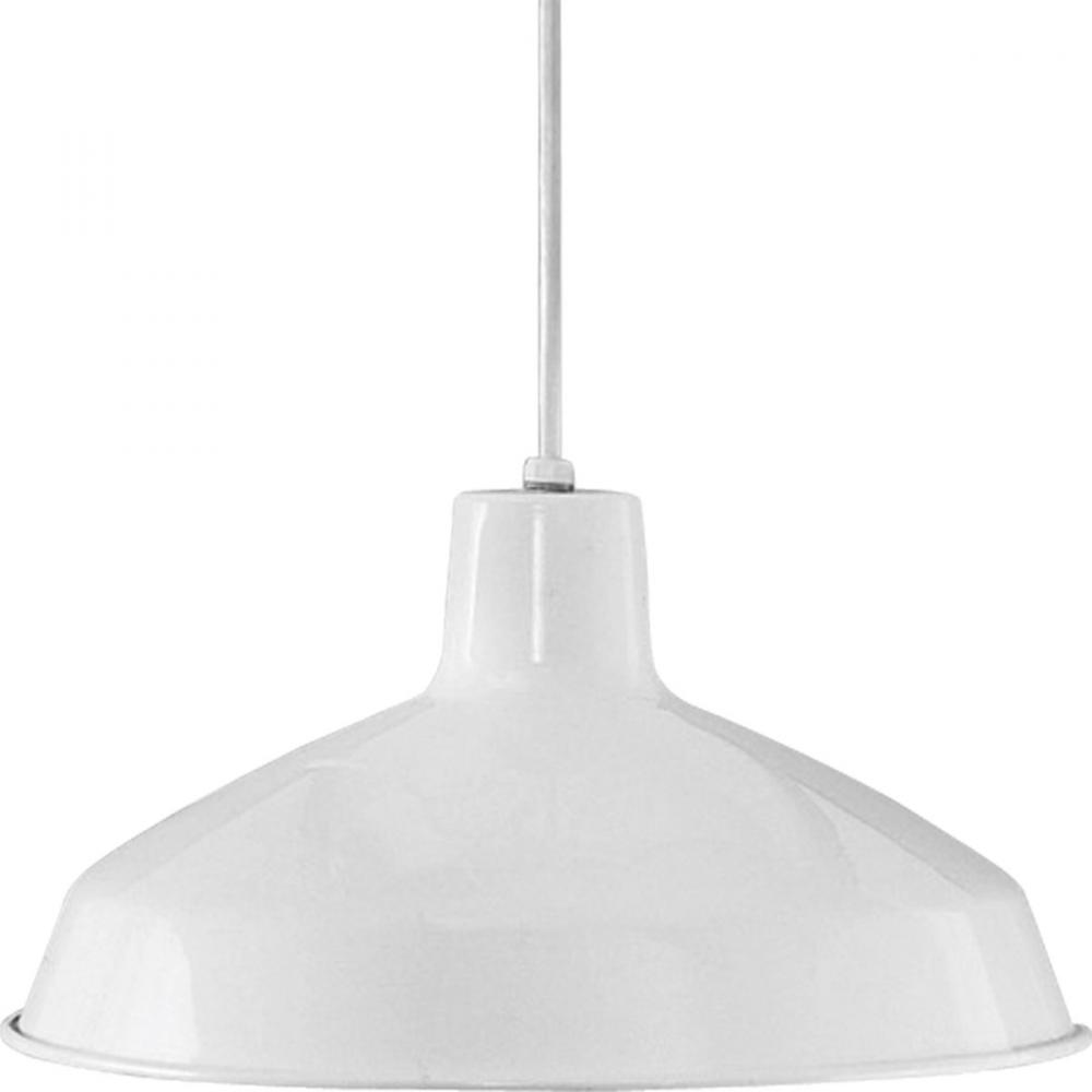 Metal Shade Collection One-Light White Spun Metal Shade Farmhouse Pendant Light