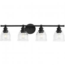  P300376-31M - Ambrose Collection Four-Light Farmhouse Matte Black Clear Glass Bath Vanity Light