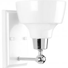  P300039-015 - Bramlett Collection One-Light Polished Chrome White Metal Shade Coastal Bath Vanity Light