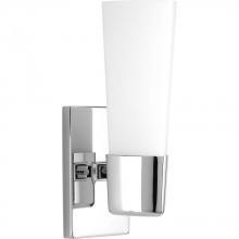  P300061-015 - Zura Collection One-Light Polished Chrome Etched Opal Glass Modern Bath Vanity Light