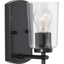Progress P300154-031 - Adley Collection One-Light Matte Black Clear Glass New Traditional Bath Vanity Light