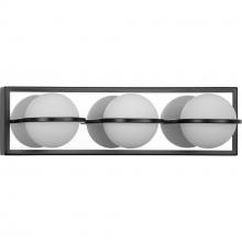 Progress P300312-031-30 - Pearl LED Collection Three-Light Matte Black and Opal Glass Modern Style Bath Vanity Wall Light