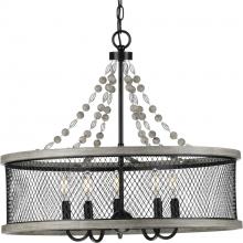 Progress P400205-020 - Austelle Collection Five-Light Antique Bronze Farmhouse Chandelier Light