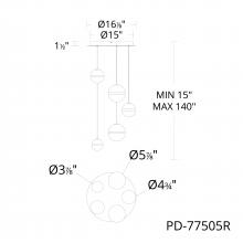 WAC US PD-77505R-BC - Cyllindra Chandelier Light