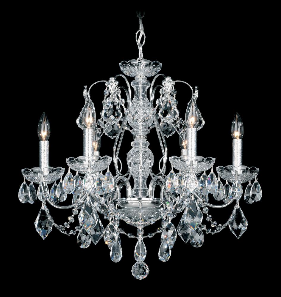 Century 6 Light 120V Chandelier in Black  with Heritage Handcut Crystal