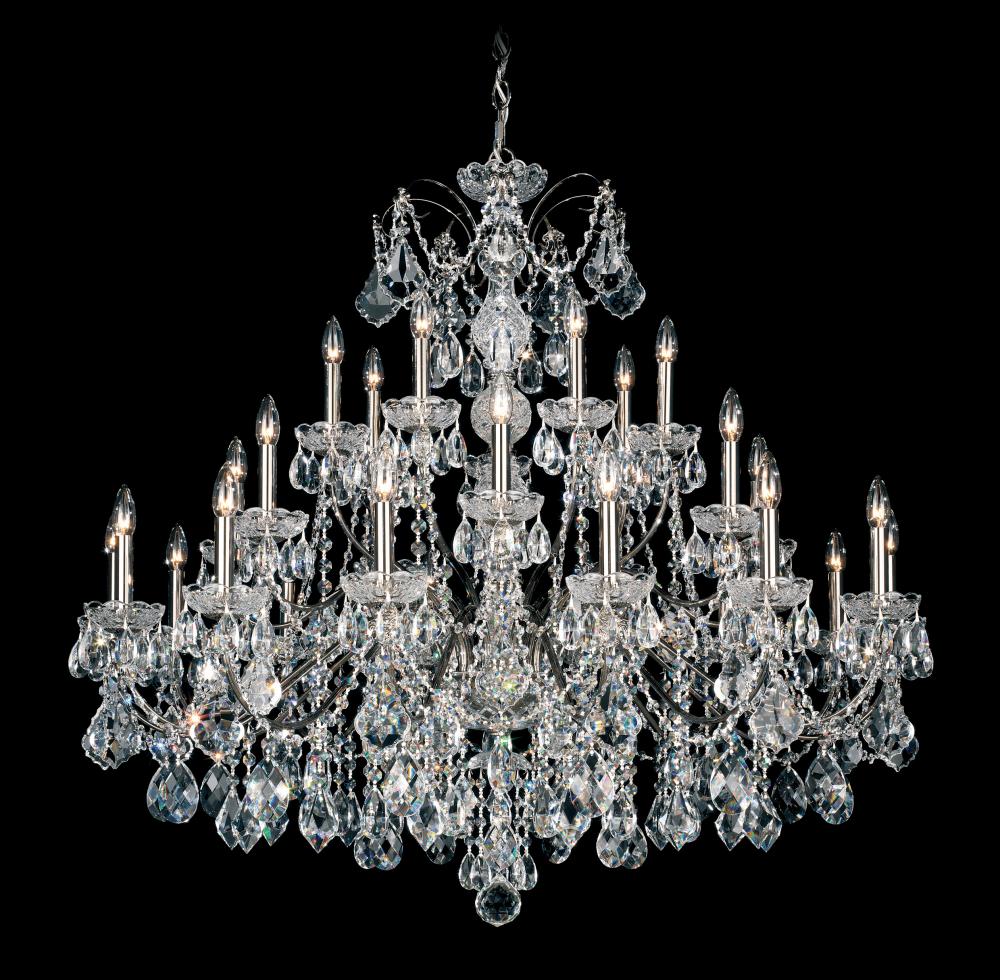 Century 28 Light 120V Chandelier in Black with Heritage Handcut Crystal